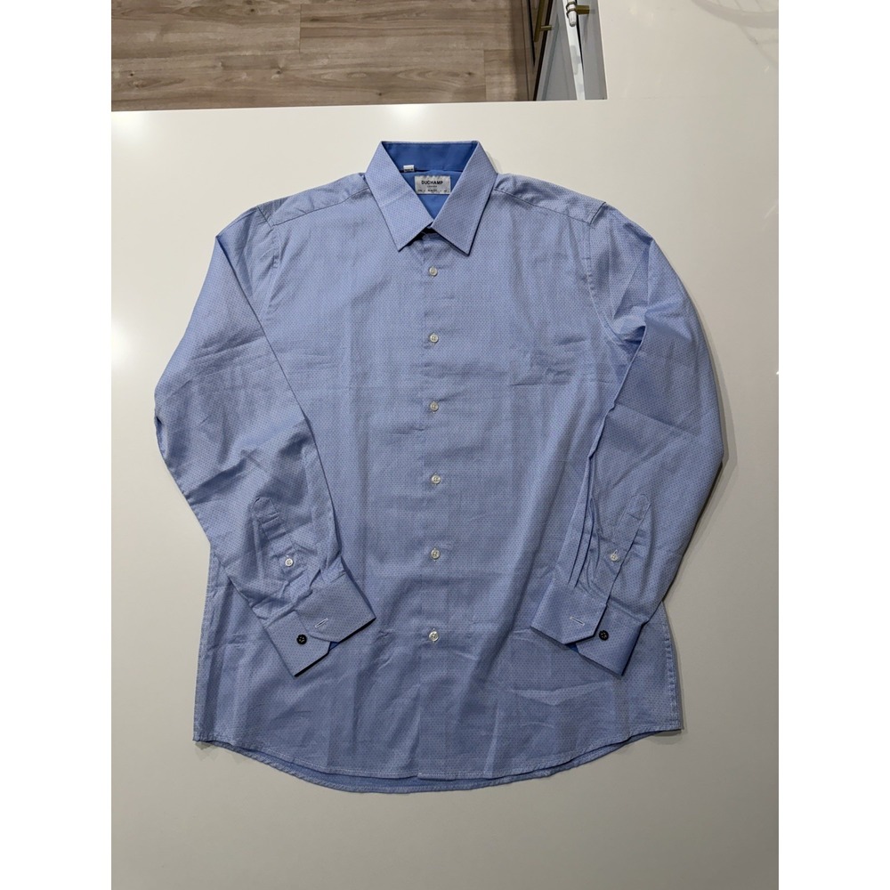 Duchamp London Slim Fit Blue Mens Dress Shirt 17/XL Pre-Owned